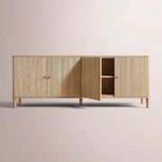 Luvoriel Reeded Sideboard — GREIGE OAK / 4 DOOR  84