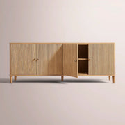 Luvoriel Reeded Sideboard — LIGHT OAK / 4 DOOR  84