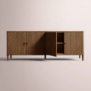 Luvoriel Reeded Sideboard — BROWN OAK / 4 DOOR  84