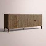 Luvoriel Reeded Sideboard — BROWN OAK / 4 DOOR  84