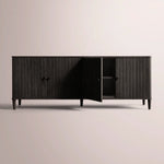 Luvoriel Reeded Sideboard — BLACK OAK / 4 DOOR  84