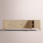 Luvoriel Reeded Media Console — GREIGE OAK / 6-DOOR 96