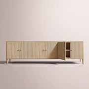 Luvoriel Reeded Media Console — GREIGE OAK / 6-DOOR 96
