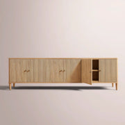 Luvoriel Reeded Media Console — LIGHT OAK / 6-DOOR 96