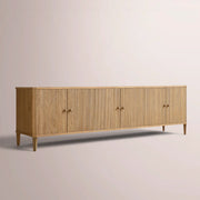Luvoriel Reeded Media Console — LIGHT OAK / 6-DOOR 96