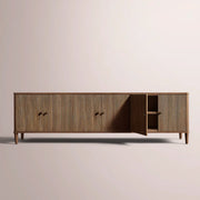 Luvoriel Reeded Media Console — BROWN OAK / 6-DOOR 96