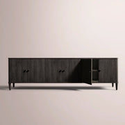 Luvoriel Reeded Media Console — BLACK OAK / 6-DOOR 96