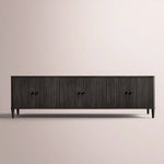 Luvoriel Reeded Media Console — BLACK OAK / 6-DOOR 96