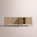 Luvoriel Reeded Media Console — GREIGE OAK / 4-DOOR 72