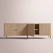 Luvoriel Reeded Media Console — GREIGE OAK / 4-DOOR 84