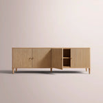 Luvoriel Reeded Media Console — LIGHT OAK / 4-DOOR 72