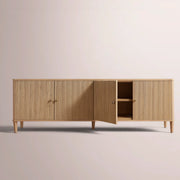 Luvoriel Reeded Media Console — LIGHT OAK / 4-DOOR 84