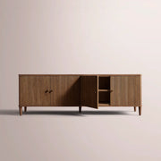Luvoriel Reeded Media Console — BROWN OAK / 4-DOOR 72
