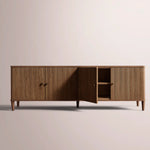 Luvoriel Reeded Media Console — BROWN OAK / 4-DOOR 84
