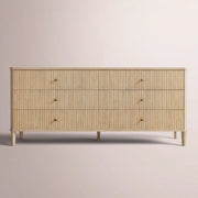 Luvoriel Reeded Drawer Dresser — GREIGE OAK / 6-DRAWER