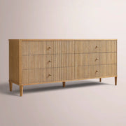 Luvoriel Reeded Drawer Dresser — LIGHT OAK / 6-DRAWER