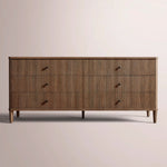 Luvoriel Reeded Drawer Dresser — BROWN OAK / 6-DRAWER