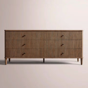 Luvoriel Reeded Drawer Dresser — BROWN OAK / 6-DRAWER