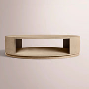 Liromelle Shagreen Round Open Coffee Table — TAUPE SHAGREEN/GREIGE BRUSHED OAK / 60