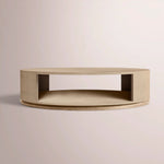 Liromelle Shagreen Round Open Coffee Table — TAUPE SHAGREEN/GREIGE BRUSHED OAK / 48