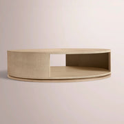 Liromelle Shagreen Round Open Coffee Table — TAUPE SHAGREEN/GREIGE BRUSHED OAK / 60