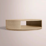 Liromelle Shagreen Round Open Coffee Table — TAUPE SHAGREEN/GREIGE BRUSHED OAK / 48
