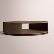 Liromelle Shagreen Round Open Coffee Table — MOCHA SHAGREEN/BROWN BRUSHED OAK / 60