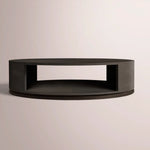 Liromelle Shagreen Round Open Coffee Table — EBONY SHAGREEN/BLACK BRUSHED OAK / 60