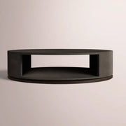 Liromelle Shagreen Round Open Coffee Table — EBONY SHAGREEN/BLACK BRUSHED OAK / 60