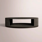 Liromelle Shagreen Round Open Coffee Table — EBONY SHAGREEN/BLACK BRUSHED OAK / 48