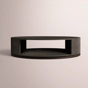 Liromelle Shagreen Round Open Coffee Table — EBONY SHAGREEN/BLACK BRUSHED OAK / 48