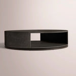 Liromelle Shagreen Round Open Coffee Table — EBONY SHAGREEN/BLACK BRUSHED OAK / 60