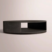 Liromelle Shagreen Round Open Coffee Table — EBONY SHAGREEN/BLACK BRUSHED OAK / 60