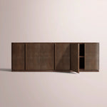 Liromelle Shagreen Sideboard — MOCHA SHAGREEN/BROWN BRUSHED OAK / 6-DOOR 96