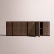 Liromelle Shagreen Sideboard — MOCHA SHAGREEN/BROWN BRUSHED OAK / 6-DOOR 96