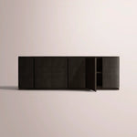 Liromelle Shagreen Sideboard — EBONY SHAGREEN/BLACK BRUSHED OAK / 6-DOOR 96