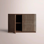 Liromelle Shagreen Sideboard — MOCHA SHAGREEN/BROWN BRUSHED OAK / DOOR 48