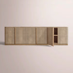 Liromelle Shagreen Media Console — TAUPE SHAGREEN/GREIGE BRUSHED OAK / 6-DOOR 96