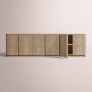 Liromelle Shagreen Media Console — TAUPE SHAGREEN/GREIGE BRUSHED OAK / 6-DOOR 96