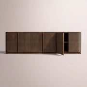Liromelle Shagreen Media Console — MOCHA SHAGREEN/BROWN BRUSHED OAK / 6-DOOR 96