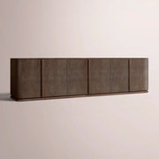 Liromelle Shagreen Media Console — MOCHA SHAGREEN/BROWN BRUSHED OAK / 6-DOOR 96