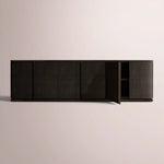Liromelle Shagreen Media Console — EBONY SHAGREEN/BLACK BRUSHED OAK / 6-DOOR 96