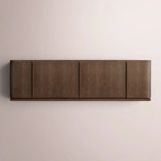 Liromelle Shagreen Media Console — MOCHA SHAGREEN/BROWN BRUSHED OAK / 6-DOOR 96