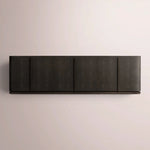 Liromelle Shagreen Media Console — EBONY SHAGREEN/BLACK BRUSHED OAK / 6-DOOR 96