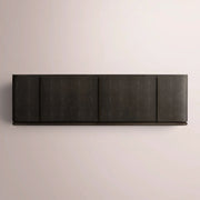 Liromelle Shagreen Media Console — EBONY SHAGREEN/BLACK BRUSHED OAK / 6-DOOR 96