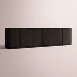 Liromelle Shagreen Media Console — EBONY SHAGREEN/BLACK BRUSHED OAK / 6-DOOR 96