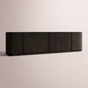 Liromelle Shagreen Media Console — EBONY SHAGREEN/BLACK BRUSHED OAK / 6-DOOR 96
