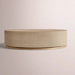 Liromelle Shagreen Round Plinth Coffee Table — TAUPE SHAGREEN/GREIGE BRUSHED OAK / 60