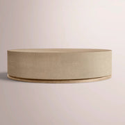 Liromelle Shagreen Round Plinth Coffee Table — TAUPE SHAGREEN/GREIGE BRUSHED OAK / 60