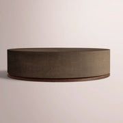 Liromelle Shagreen Round Plinth Coffee Table — MOCHA SHAGREEN/BROWN BRUSHED OAK / 60